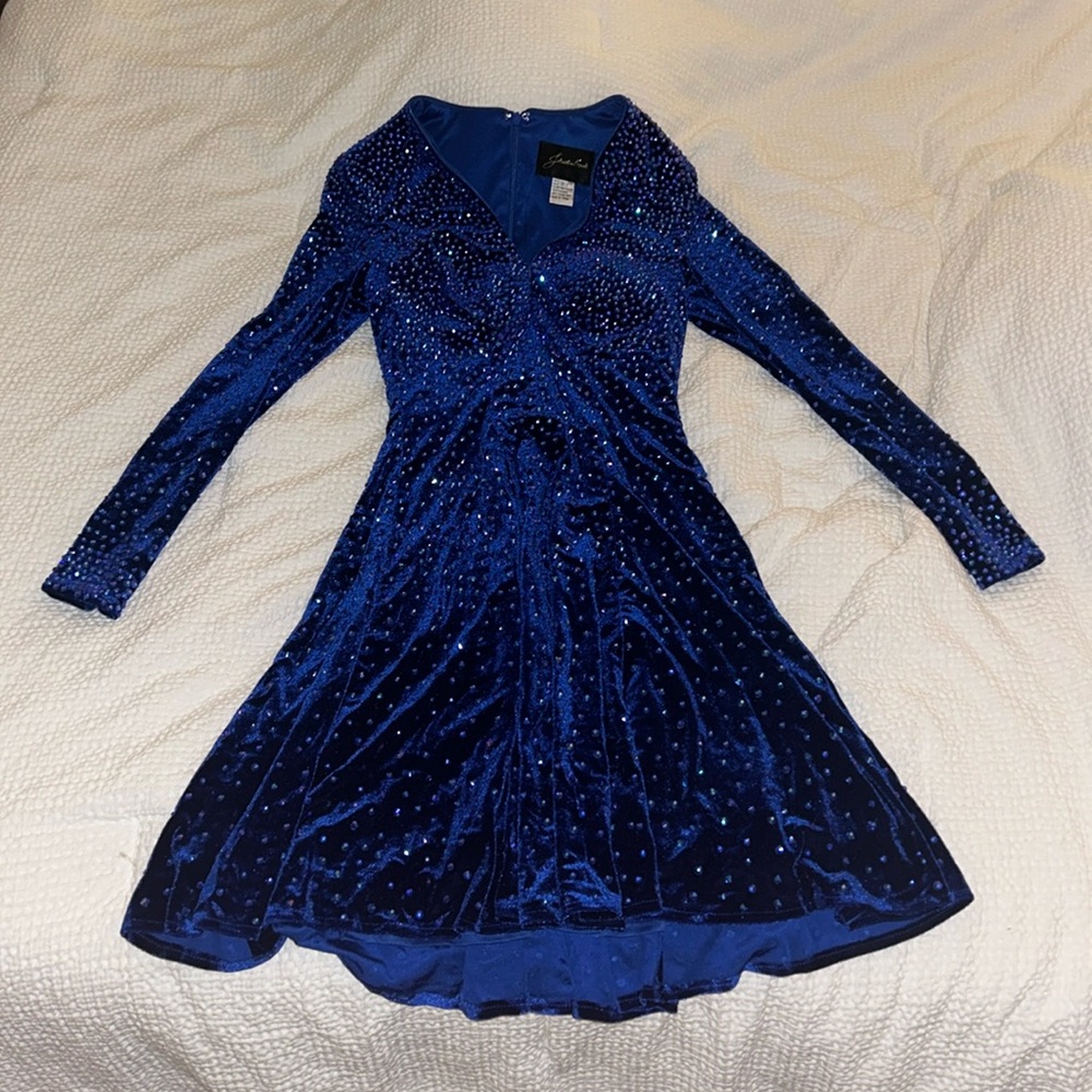 NWT Johnathan Kayne Royal Blue Rhinestone Dress